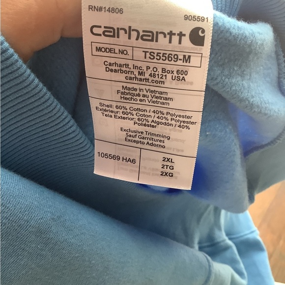 2023 Reléase Carhartt Force Sky Blue Sweatshirt with Gold Logo 2XL - Picture 6 of 9